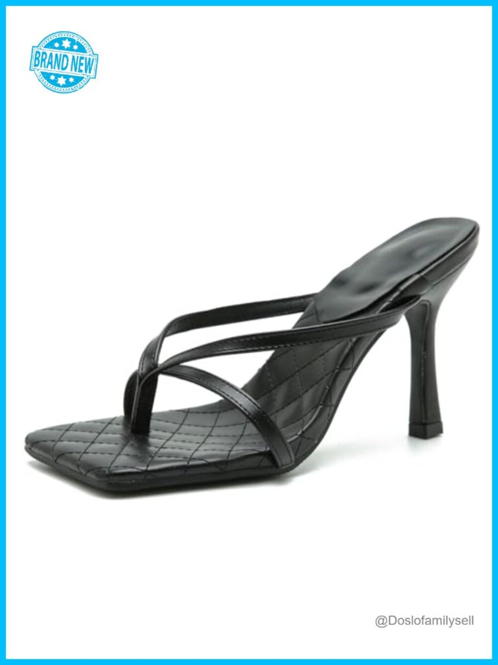 Women's Strappy Square Toe Stiletto Heeled Sandals Slip On Backless Mules
